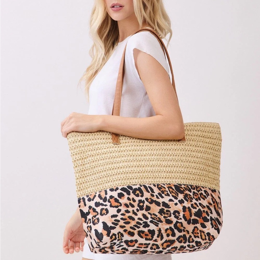 Leopard Print Tan Tote Bag - Picture 5 of 5